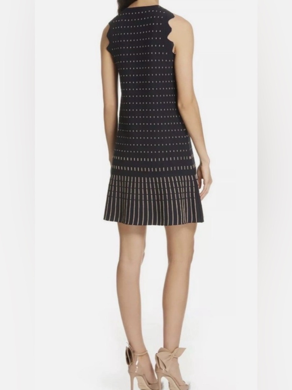 Ted Baker Black Mini Dress with Gold Pinstripe Hem